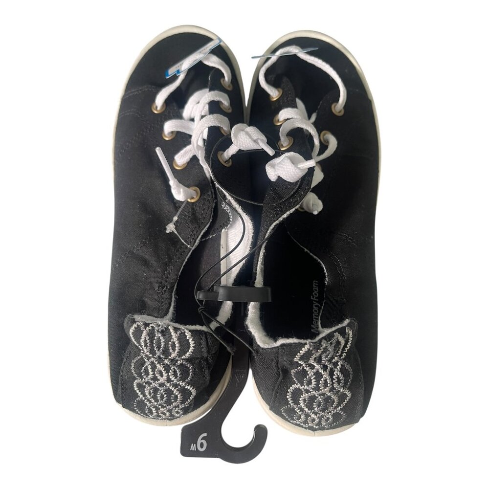 WIDE WIDTH BLACK Time and Tru Women's Scrunch Back Slip-On Sneaker Black Sz 9W